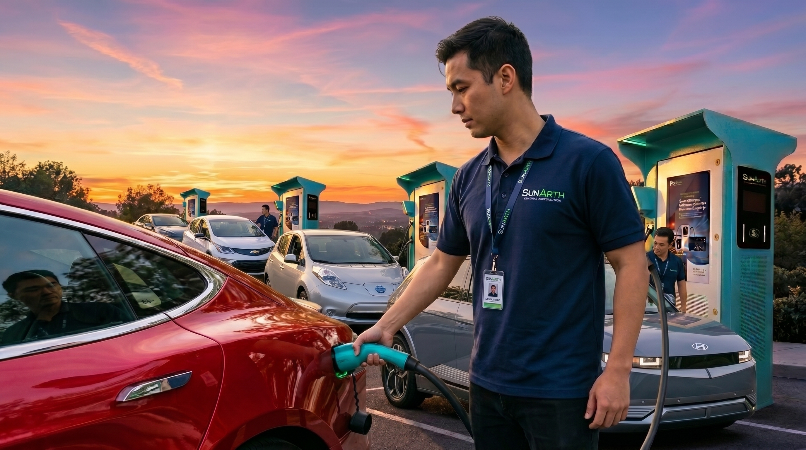 Electric Vehicle charging at SunArth station